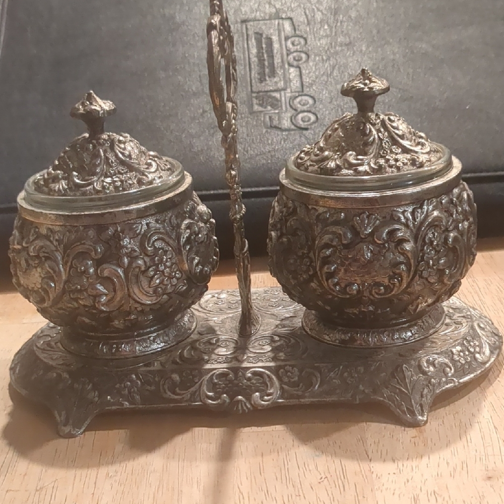 Vintage Harrison Fisher Silver Plated Jam/Jelly Condiment Set Decorative Metal